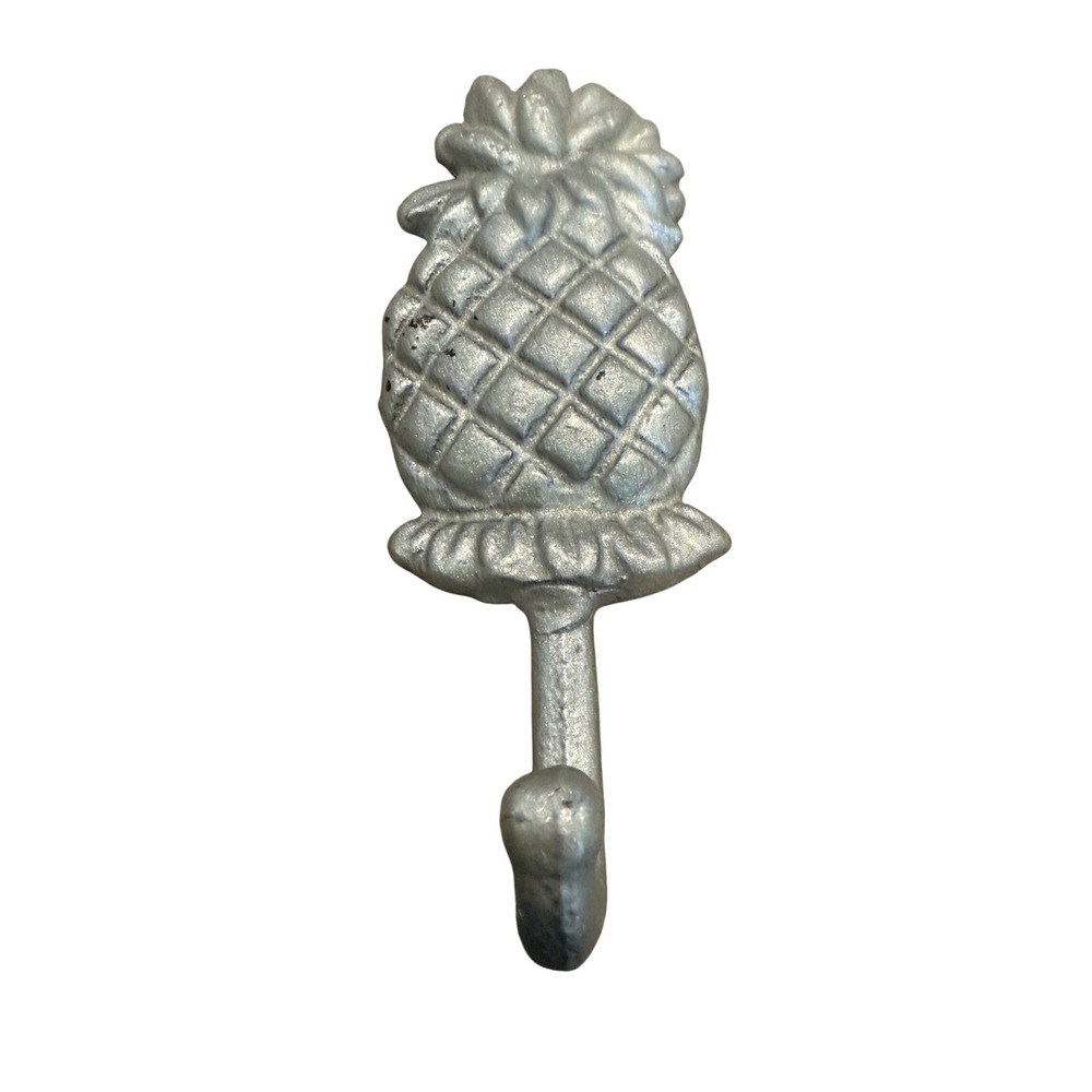 Cast Iron or pewter Pineapple Wall‎ Hook Silver Decor Tropical Nautical